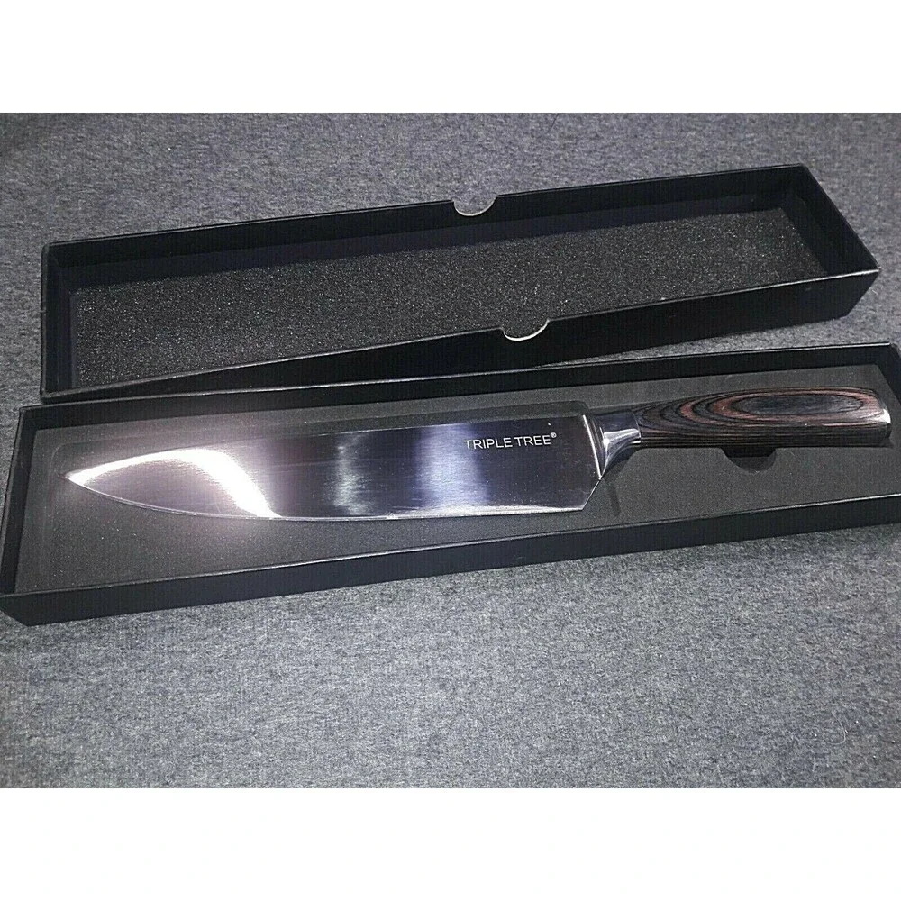 Triple Tree Premium High Carbon Stainless Steel 8 Inch Chef Knife Wooden Grip